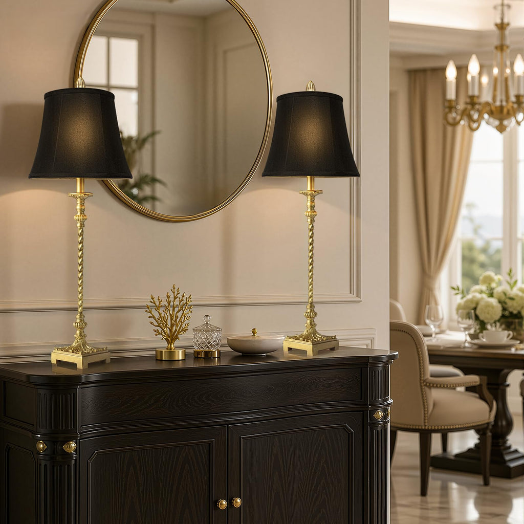 33'' Vintage Table Lamp Set of 2 Bedroom Dinning, Gold Leaf