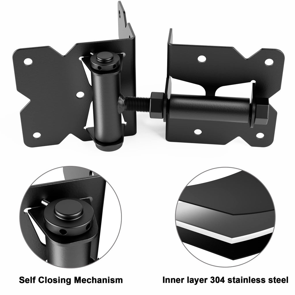 304 Stainless Steel Self Locking Gate Latch and Gate Hinges 2 Sets