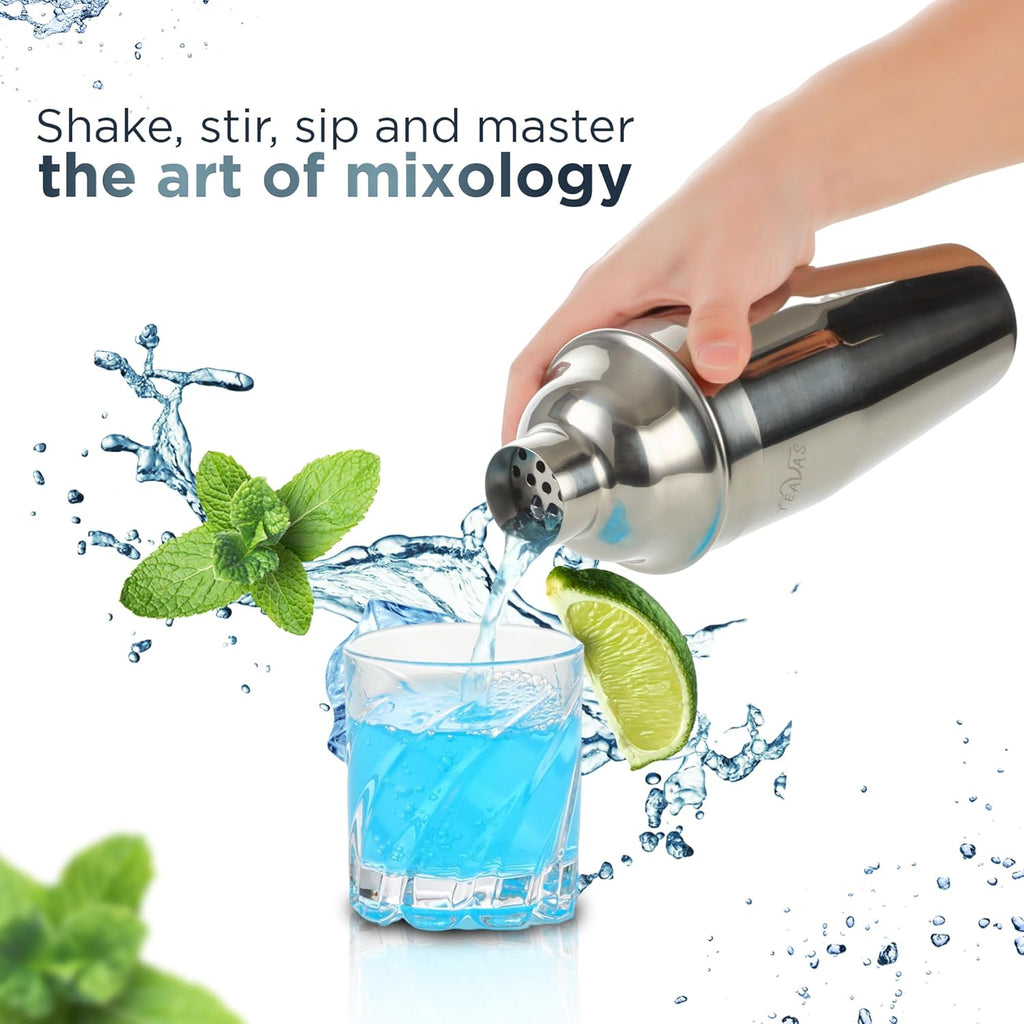 Mixology Bartender Kit with Japanese Jigger & Bamboo Stand - 25 Piece Stainless Steel Cocktail Making Set, Shaker
