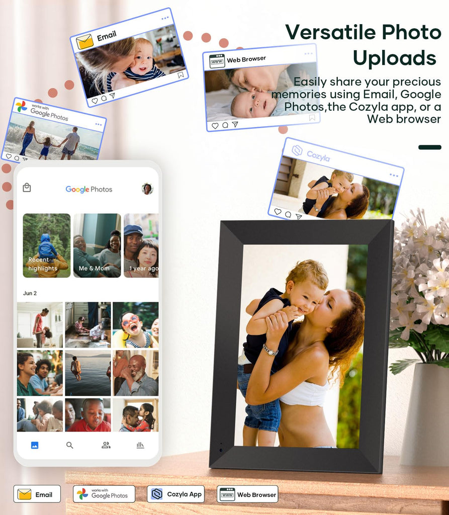 10.1" WiFi Digital Picture Frame No Subscription with Stand