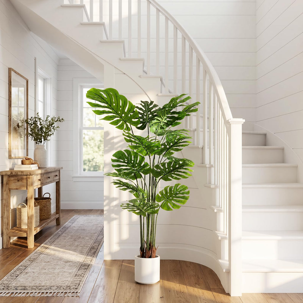 Artificial Monstera Deliciosa Plant 5.2 ft Tall Fake Floor Plants, 2 Pack