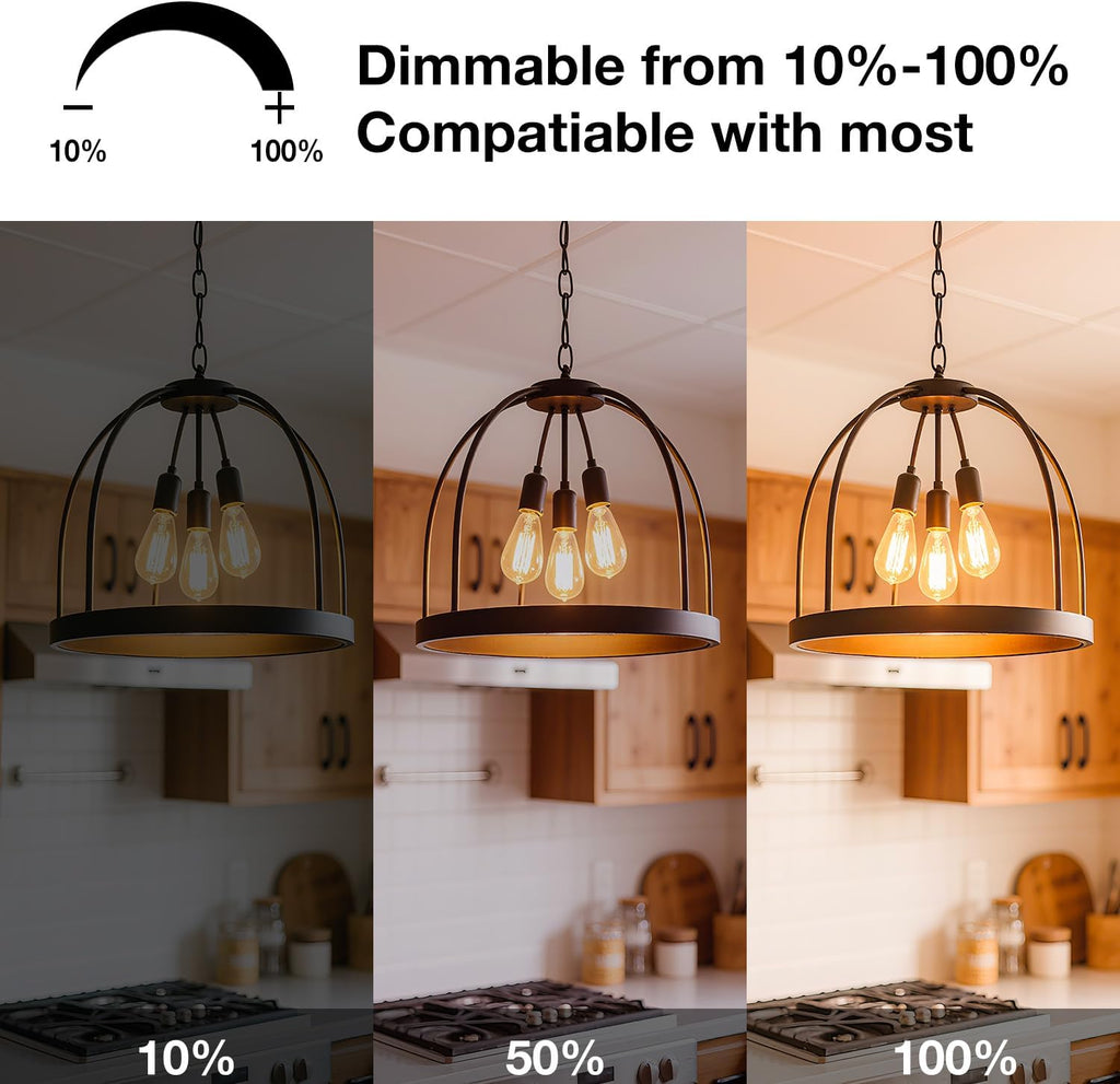 Vintage LED Edison Bulbs, E26 Led Bulb 60W Equivalent, Dimmable Led Light Bulbs, High Brightness 6W 800 LM Warm White