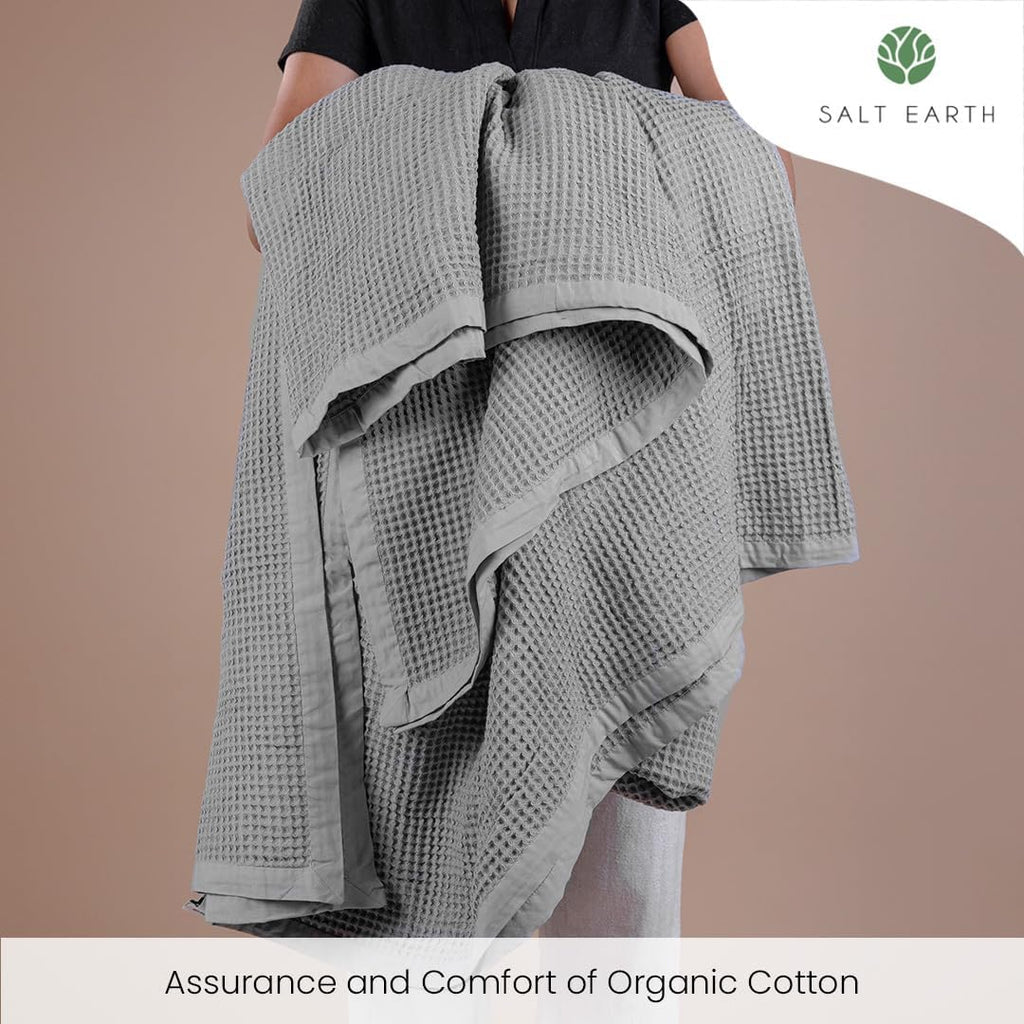 GOTS Certified 100% Organic Cotton Throw Blanket, 55" x 60" Waffle Blankets & Throws, Throw Blanket, Modern & Cozy