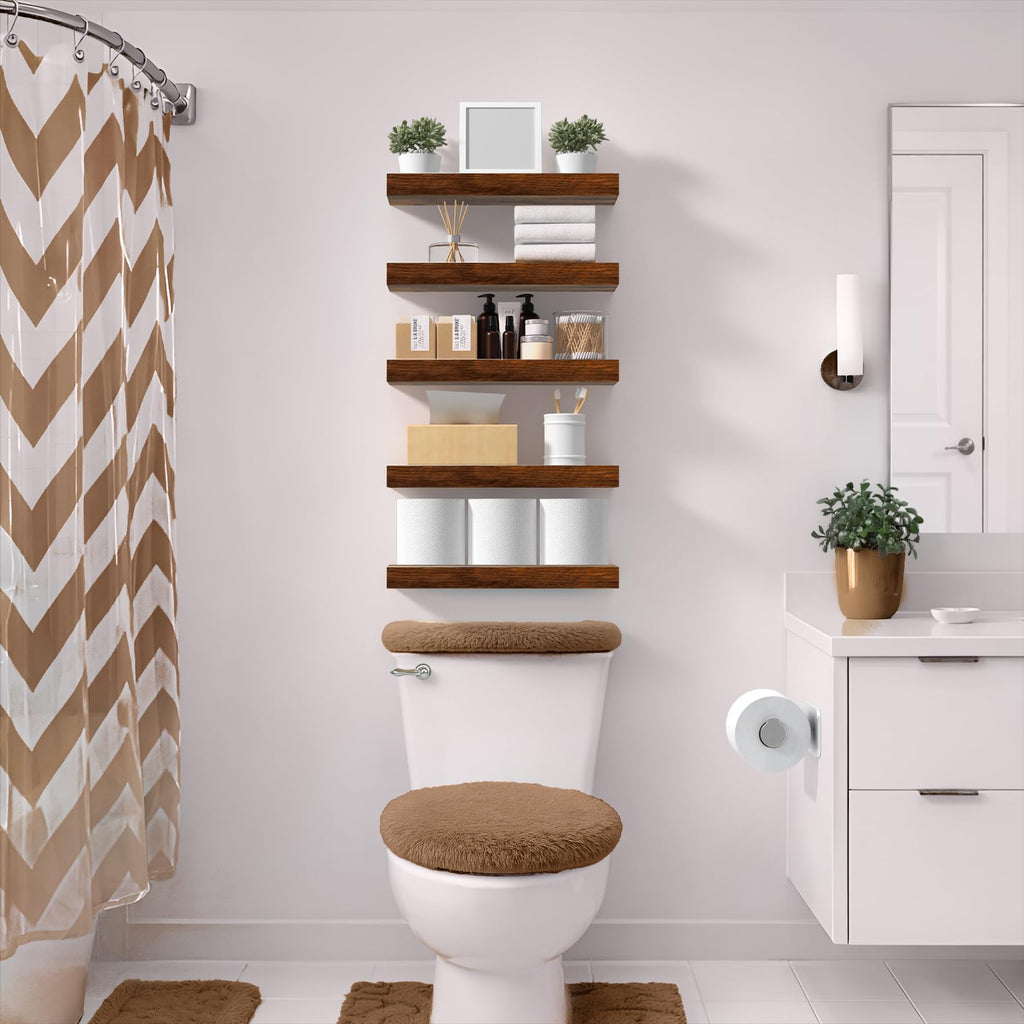 16 Inch Floating Shelves for Wall (2 Pack, Walnut)