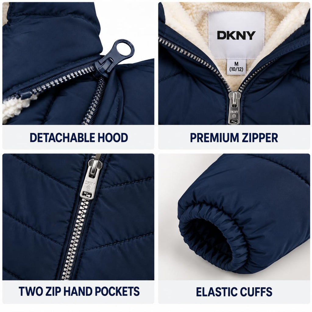 Girls Winter Jacket, Kids Anorak Sherpa Lined Hooded Puffer Coat