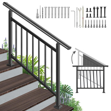 Adjustable Hand Rails for Outdoor Steps, 4‐Step Stair Railing Kit