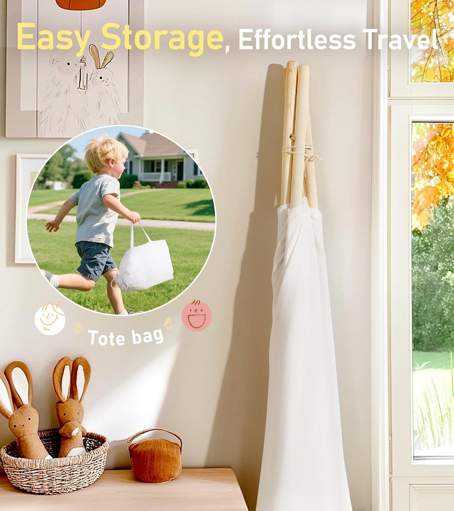 Teepee Tent for Kids with Star Lights, Mat & Carry Bag