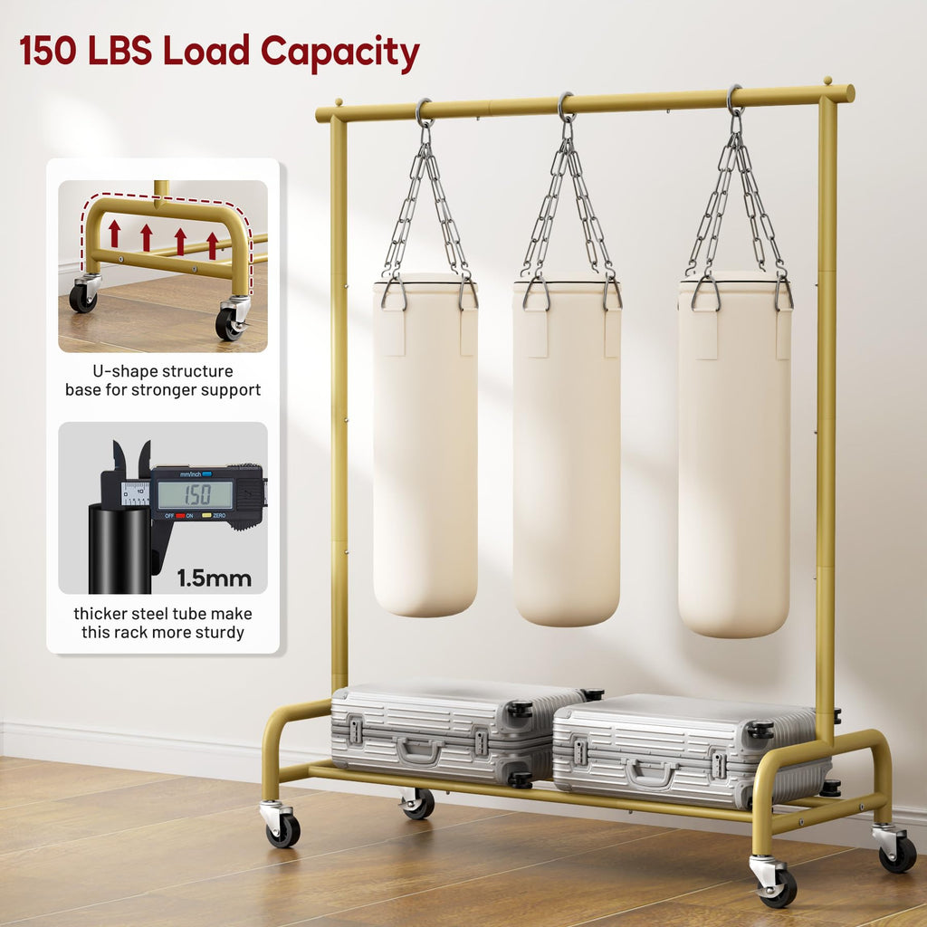 Heavy Duty Clothes Racks for Hanging Clothing Rack, 43" Wide Rolling Garment Rack Metal Wardrobe Rack with Wheels