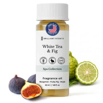 White Tea & Fig Fragrance Oil for Diffuser, 50ml - Premium Home & Hotel Essential Oil for Waterless & Cold Air