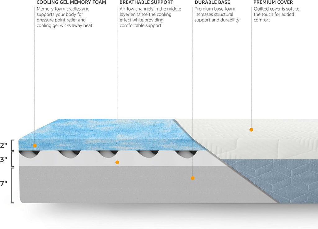 Medium-Firm Memory Foam Mattress, Cooling Gel, Breathable, CertiPUR-US Certified Foam, Queen Size, 80 x 60 x 12