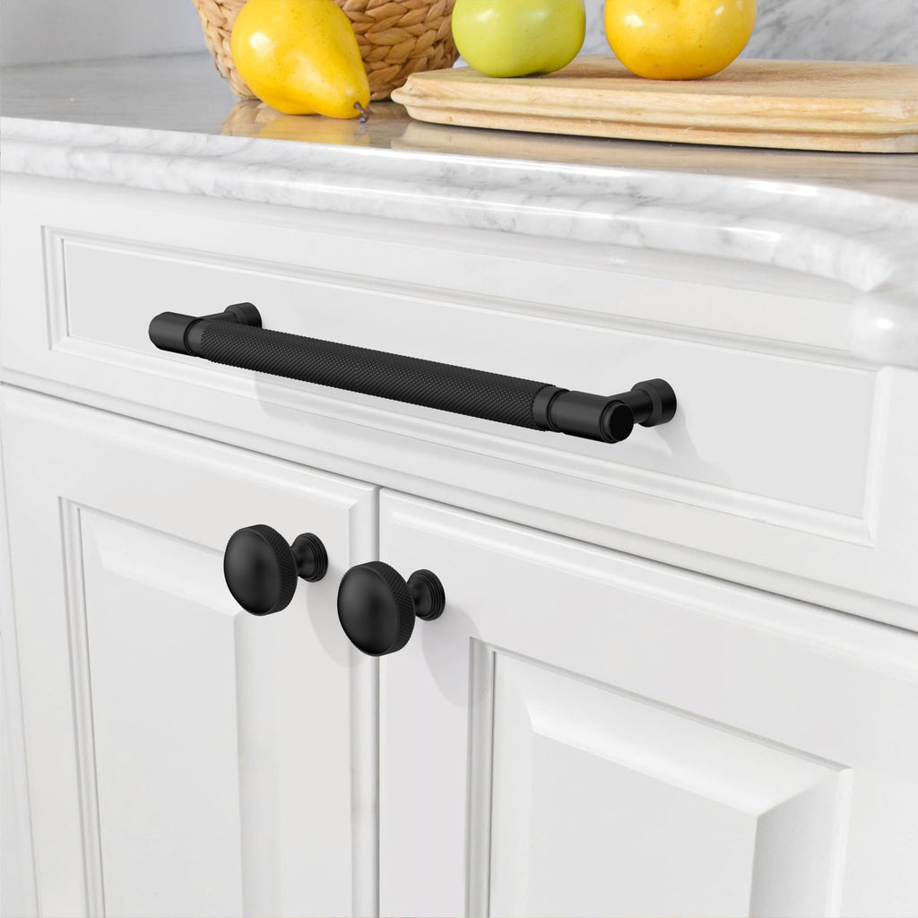 10 Pack Matte Black knurled Cabinet Pulls 12.6"