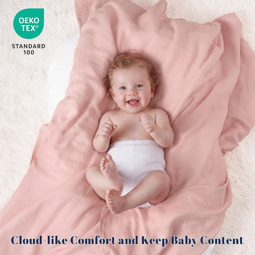 Muslin Swaddle Blankets for Newborn, Large 47x 47 Inches 4 Pack Organic Soft Breathable Receiving Blankets