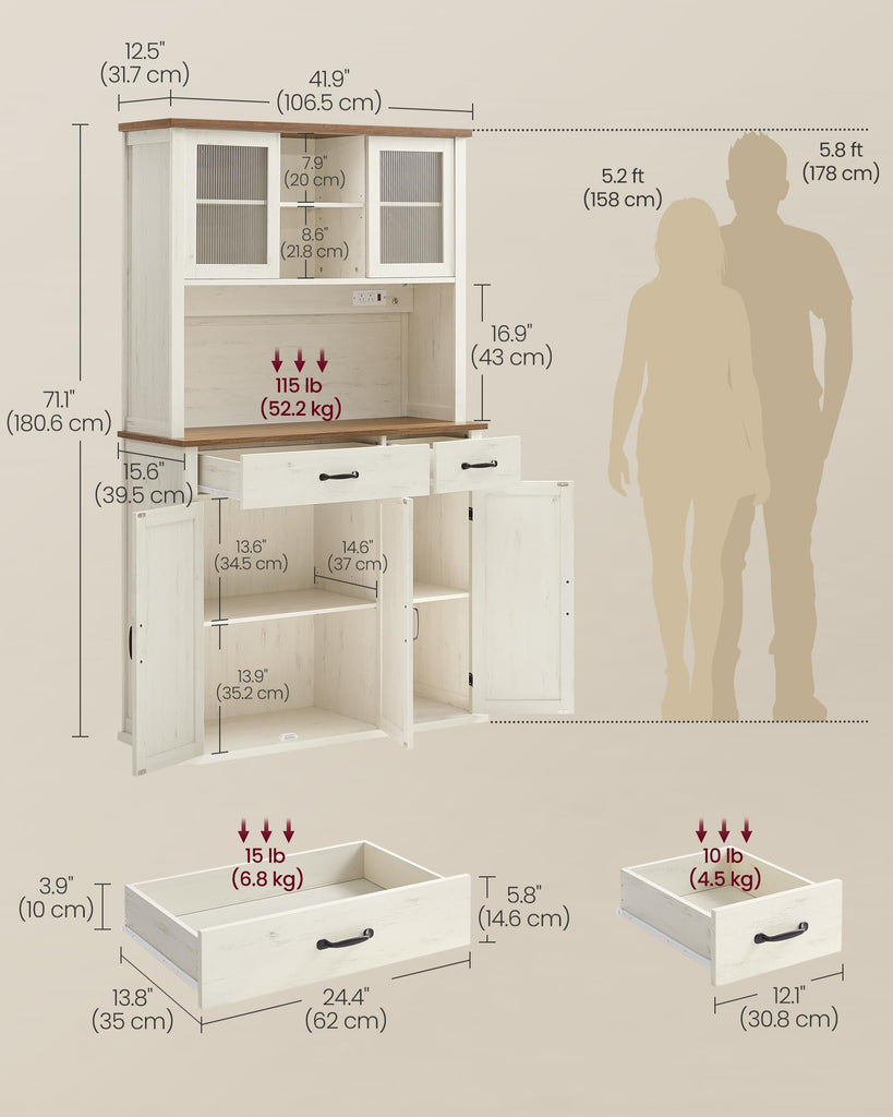 Pantry Cabinet with Lights and Charging Station