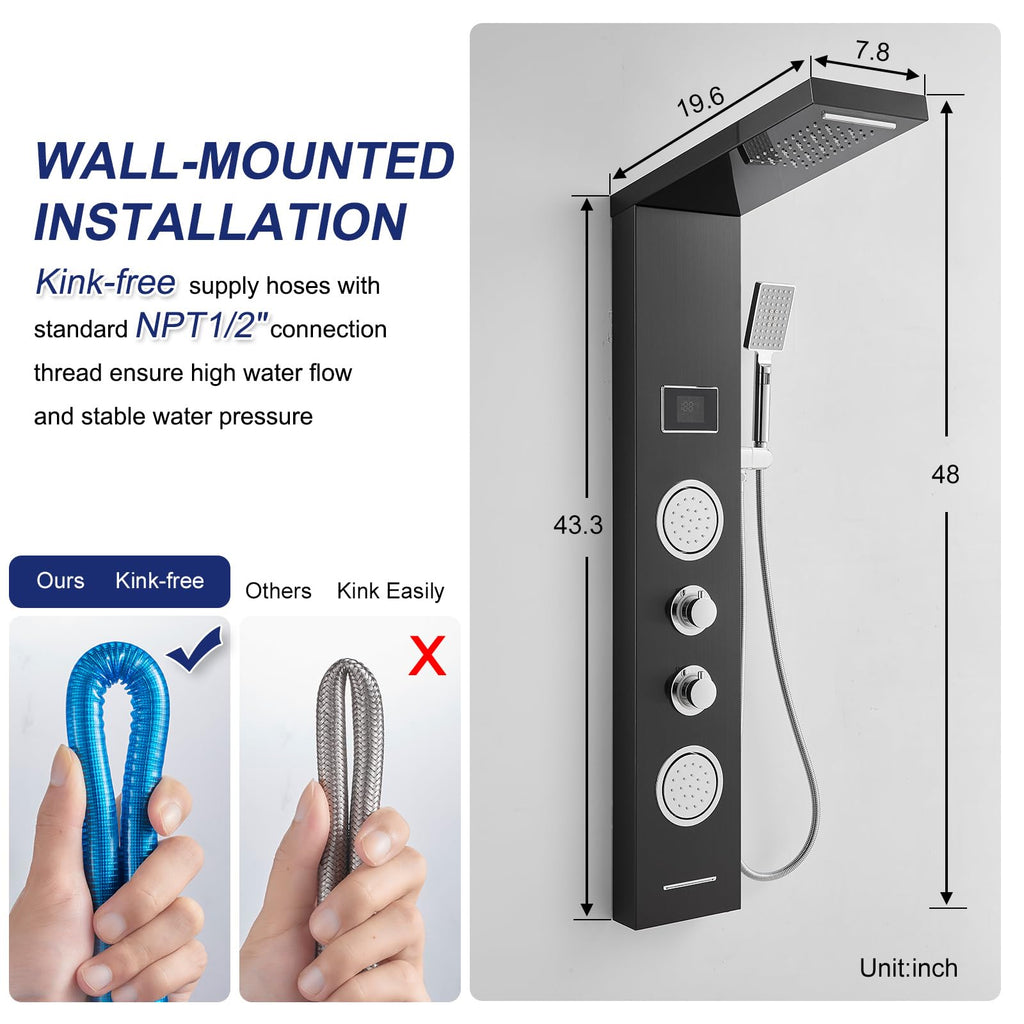 5-in-1 LED Rainfall Waterfall — Shower Heads | Casa Home Living