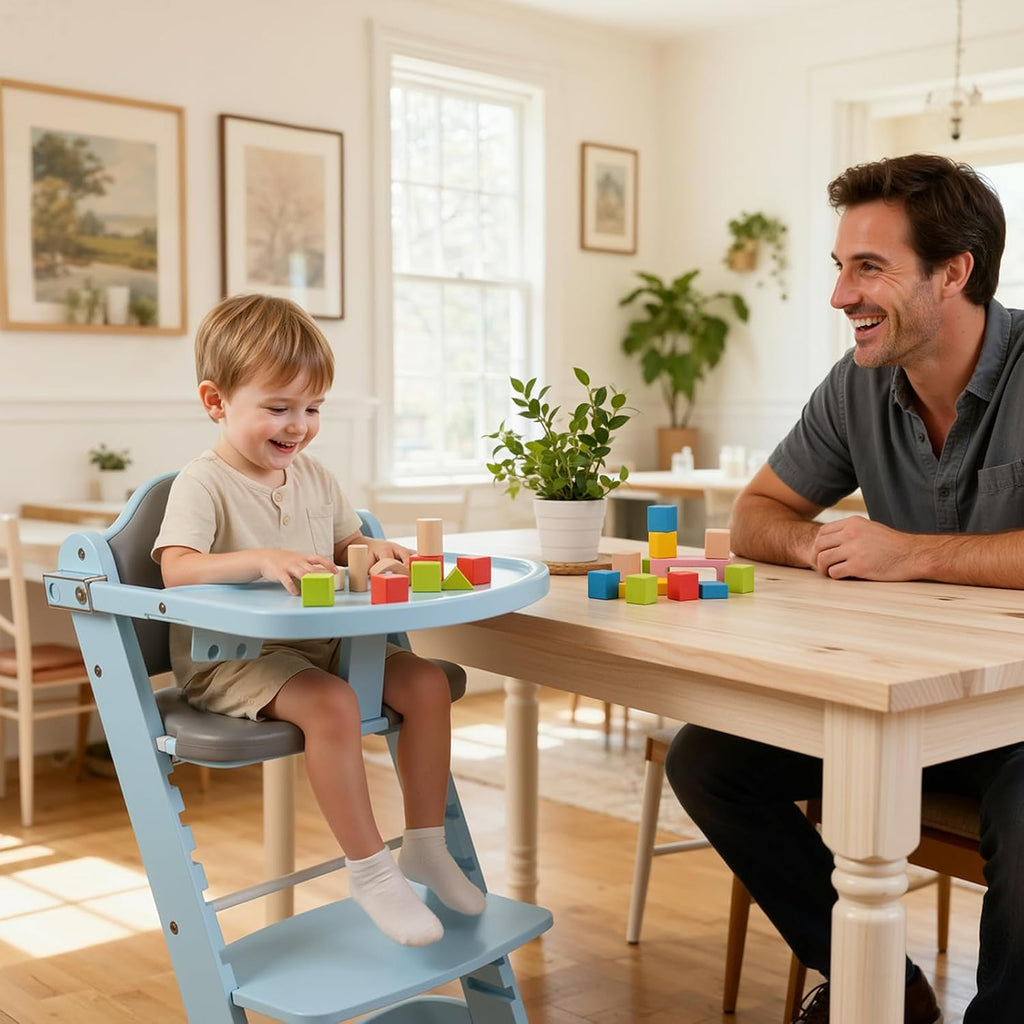 New Upgrade 3-in-1 Convertible Wooden High Chair for Babies & Toddlers 10 Levels Adjustable 3-Tier Remove 2