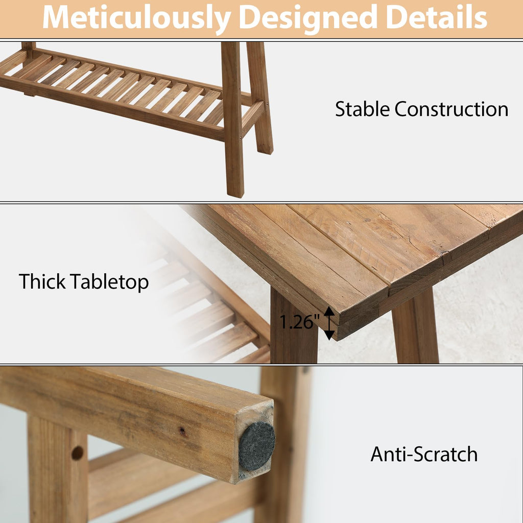 Reclaimed Solid Wood Console Table, 43.3" Farmhouse Entryway Table