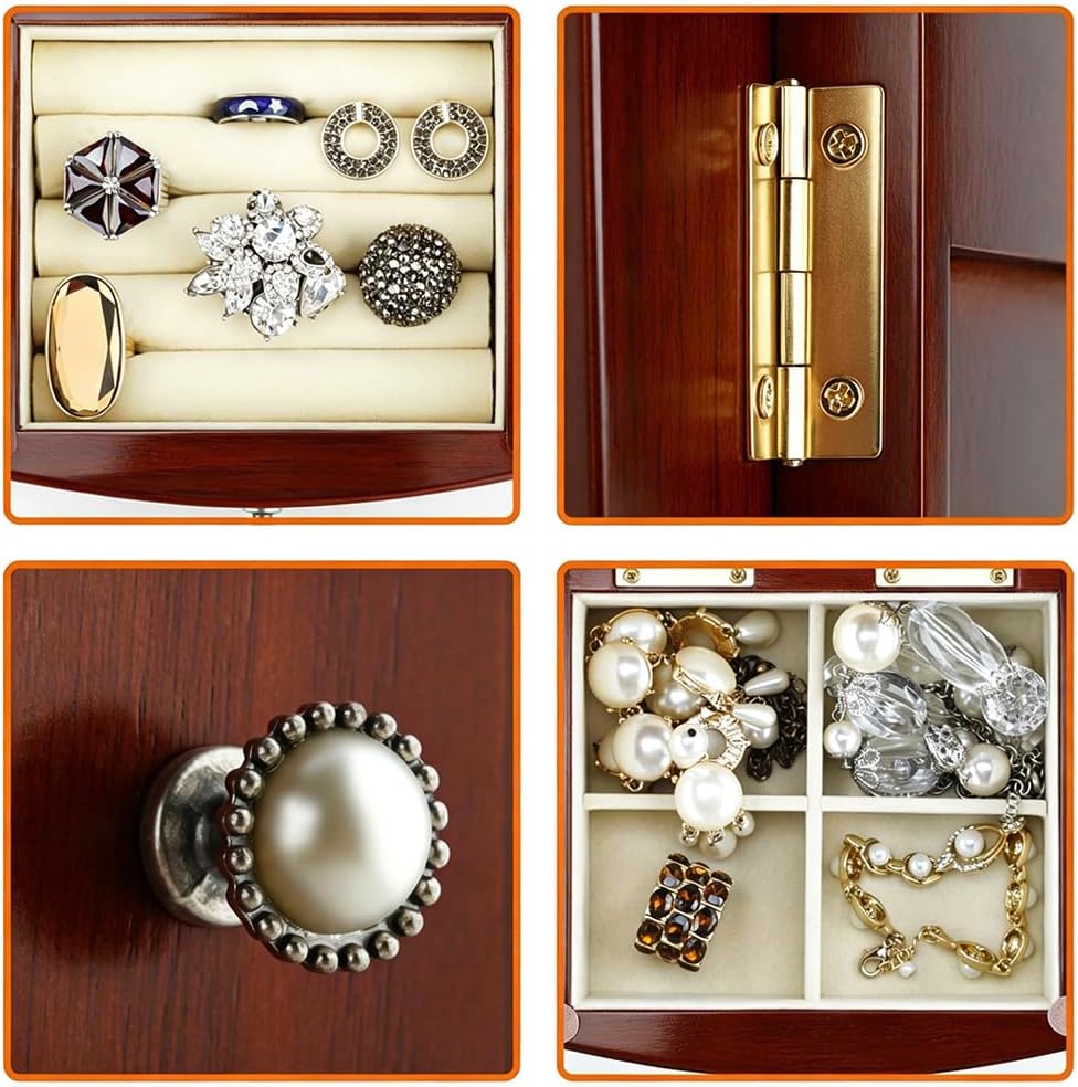 Solid Wood Jewelry Box Brown