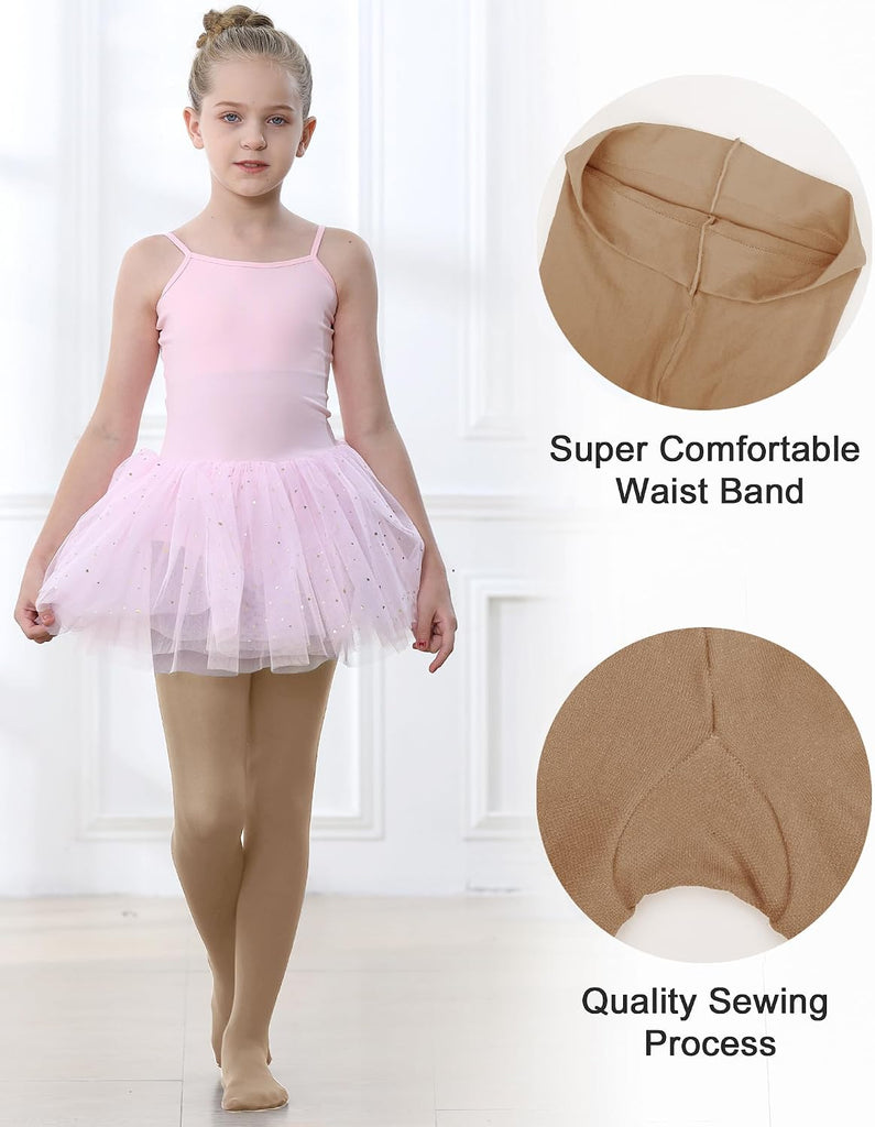 Girls Ballet Dance Tights Footed for Toddler Kid School Class
