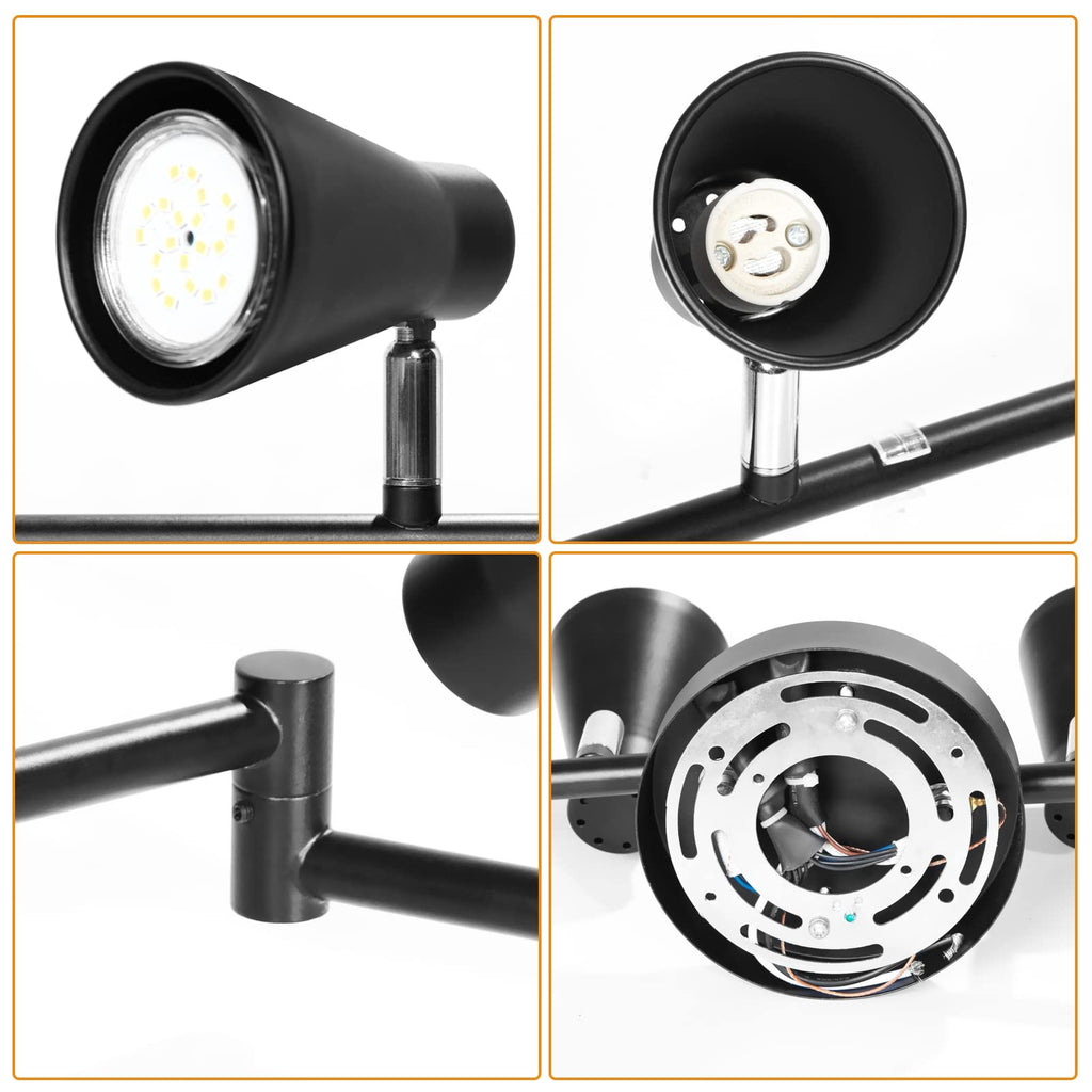 Flexible Track Lighting Fixture, Foldable Ceiling Spot Light with Adjustable 8 Light Heads, GU10 Track Light Kit