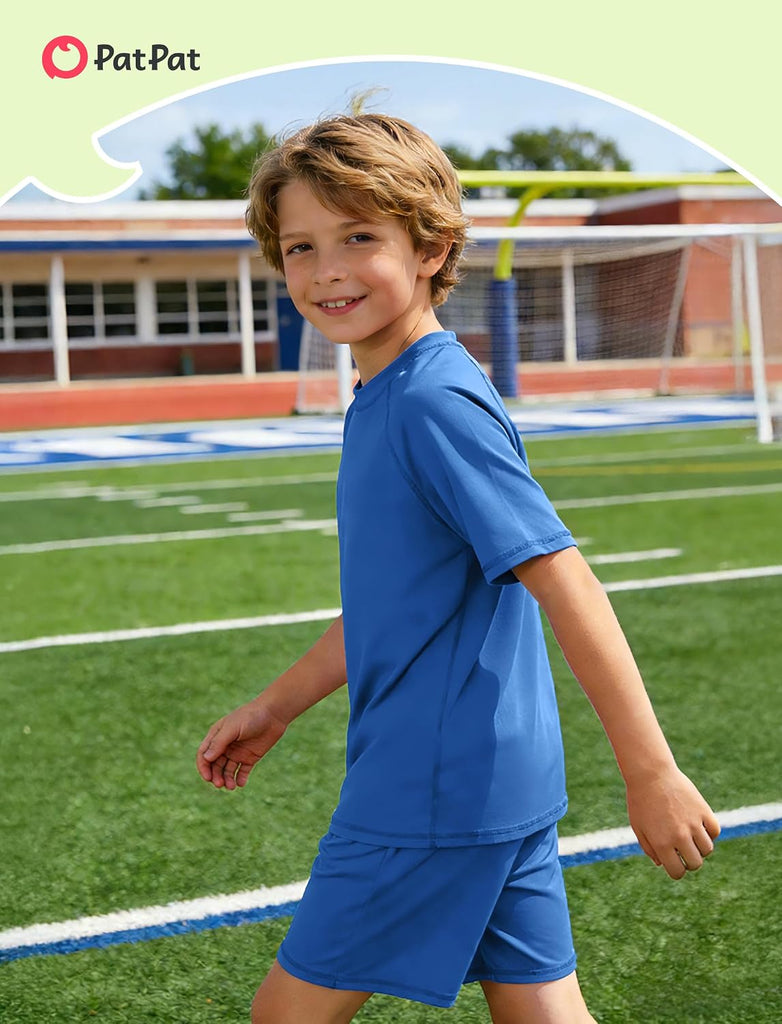 Boys Athletic Short Set Crew Neck 2 Piece Active Sports Outfit