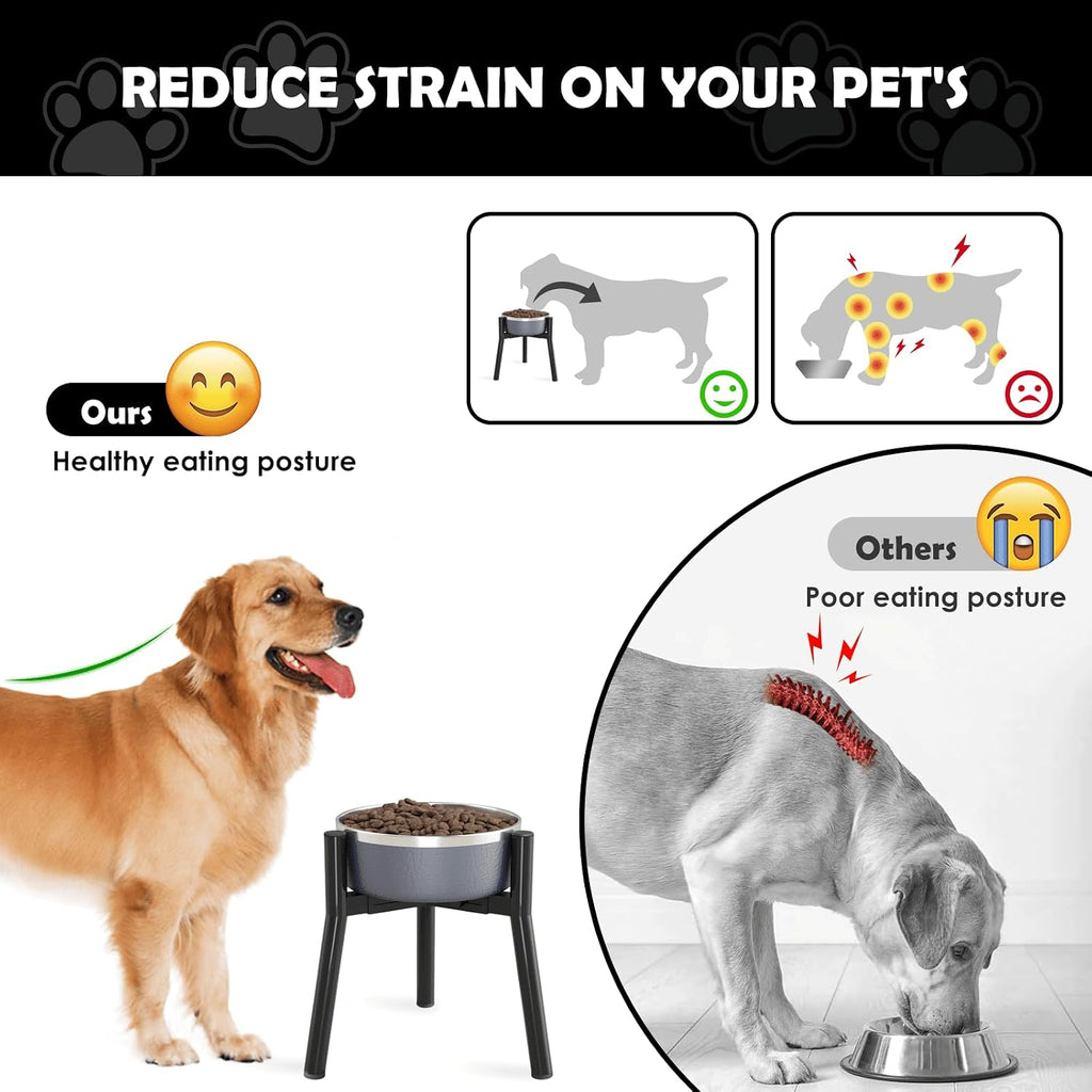 Adjustable Dog Bowl Stand, Tall Elevated Feeder for 7-10.6" Bowls, Metal Single Raised Holder, 11" Tall (Bowl Not