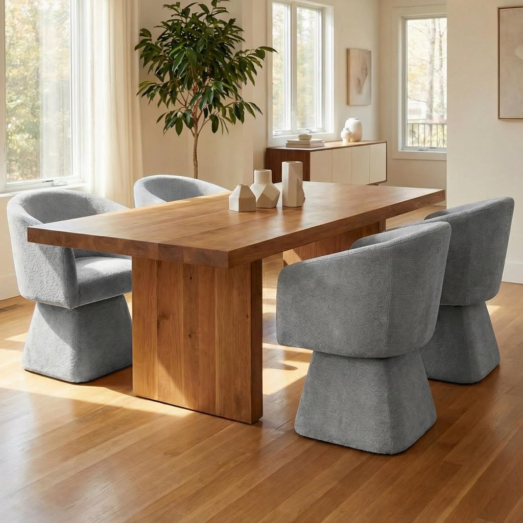 Upholstered Swivel Dining Chair with Barrel Back and Armrests