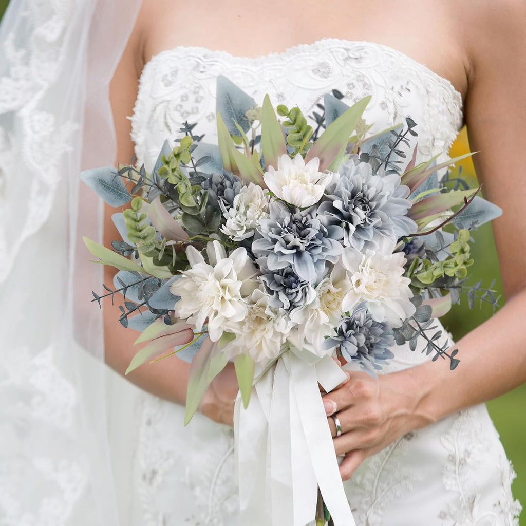 Fake Artificial Flowers Bouquet for Decoration, Silk Floral Arrangements Faux Flowers Plant Wedding Bride Bouquets