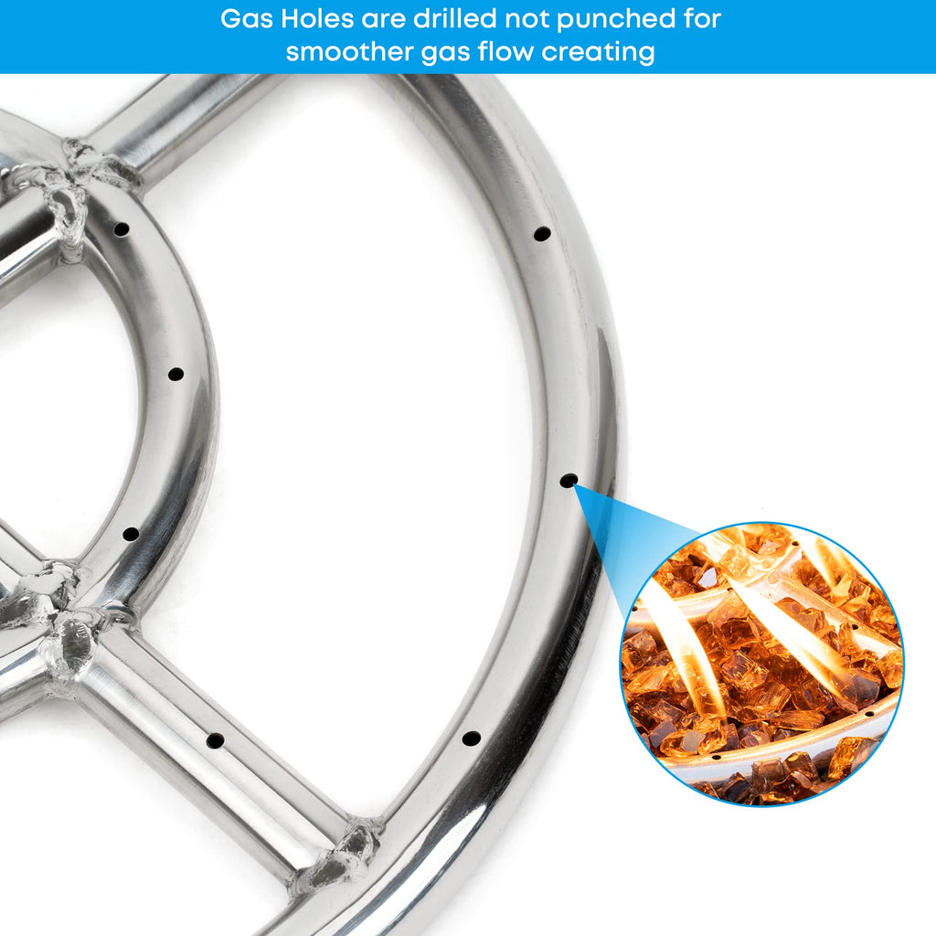 18 Inch Round Fire Pit Burner Ring for Natural Gas & Propane
