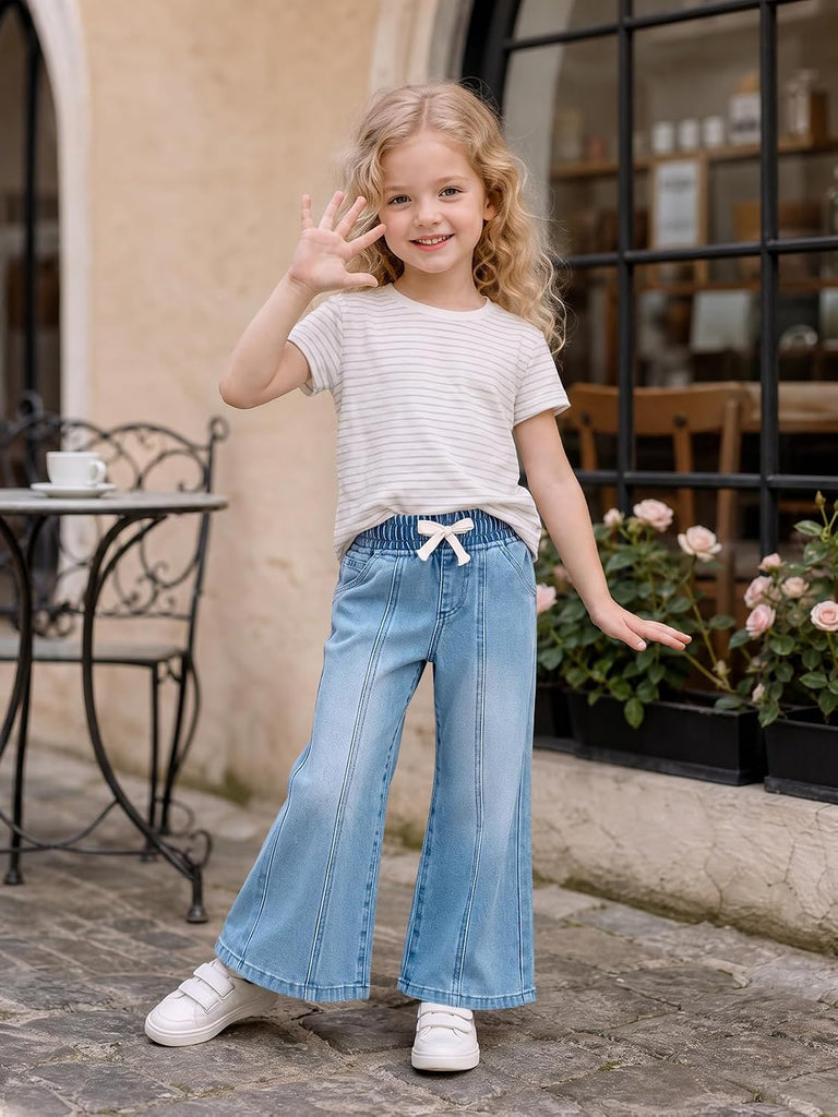 Toddler Baby Girl Wide Leg Jeans Baggy Denim Pants with Pockets