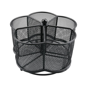 360° Rotating Silverware Utensil Caddy Holder, 5 Compartments, Black