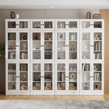 85.5" H Bookshelf Single Pack - Glass Door Design, 7 Tier Book Shelf, Curio Cabinets with Storage