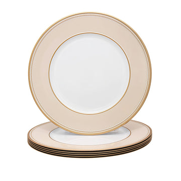 13" Blush Pink Beaded Charger Plates with Gold Rim, Set of 6
