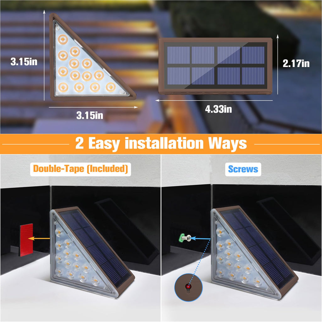 Solar Step Lights Outdoor Waterproof, LED Outdoor Stair Lights