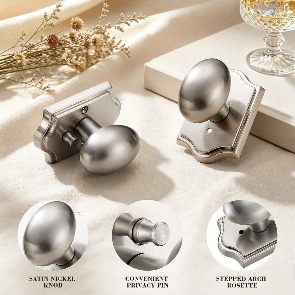 Satin Nickel Oval Privacy Door Knob