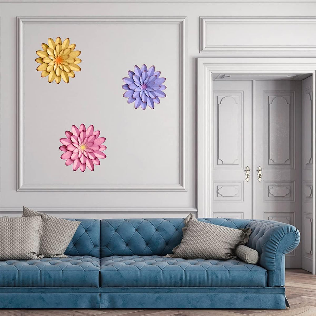 Metal Flowers Wall Decor Indoor Outdoor Metal Wall Art for Farmhouse Home Living Room Bedroom Bathroom Garden Decor