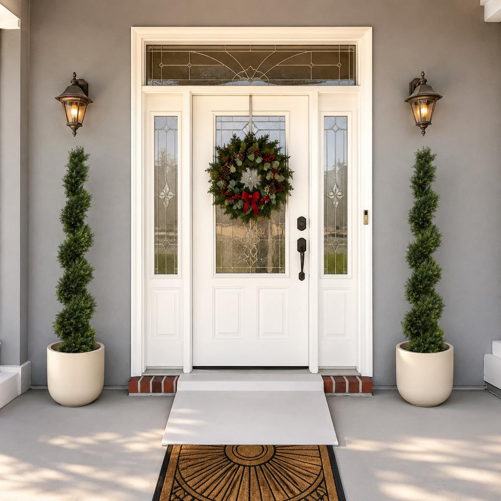 6FT Artificial Boxwood Spiral Topiary Tree for Outdoor & Indoor Decor - Faux UV Resistant Tall Front Door Plant in
