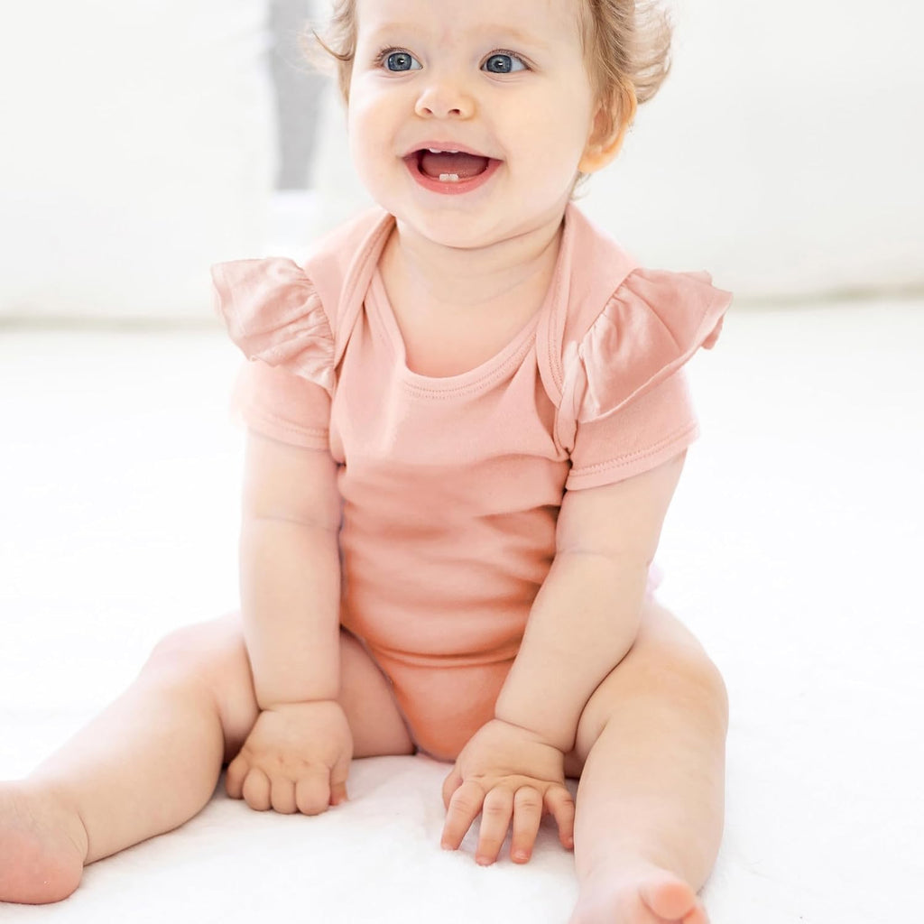 Rory Pack Short Sleeve Ruffle Bodysuits 100% Cotton