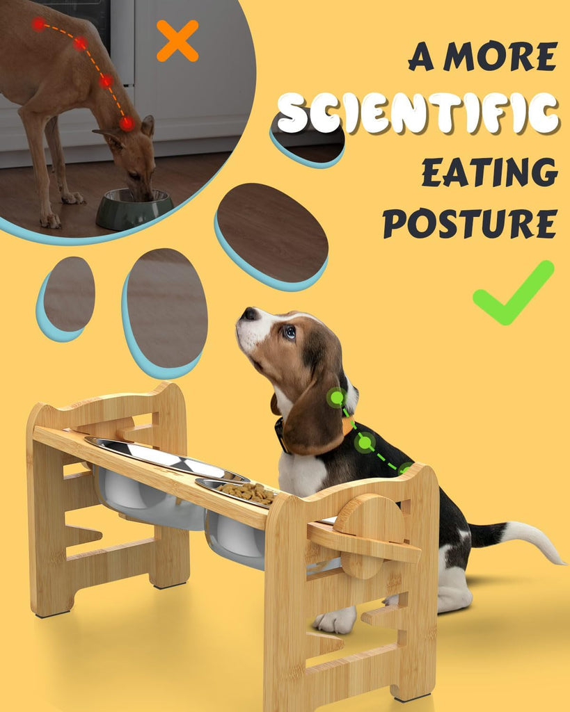 Elevated Dog Bowls, Adjustable Raised Dog Bowl Stand for Small Size Dogs and Cats, 15°Tilted Elevated Cat Bowls