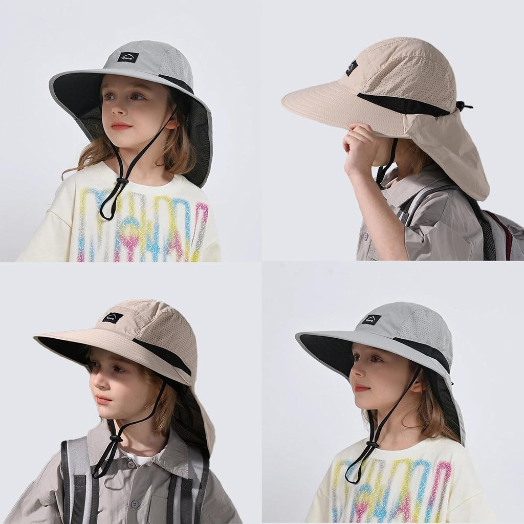 Kids Sun Hat with Neck Flap UPF 50+ Beach Hats for Baby Boys Girls