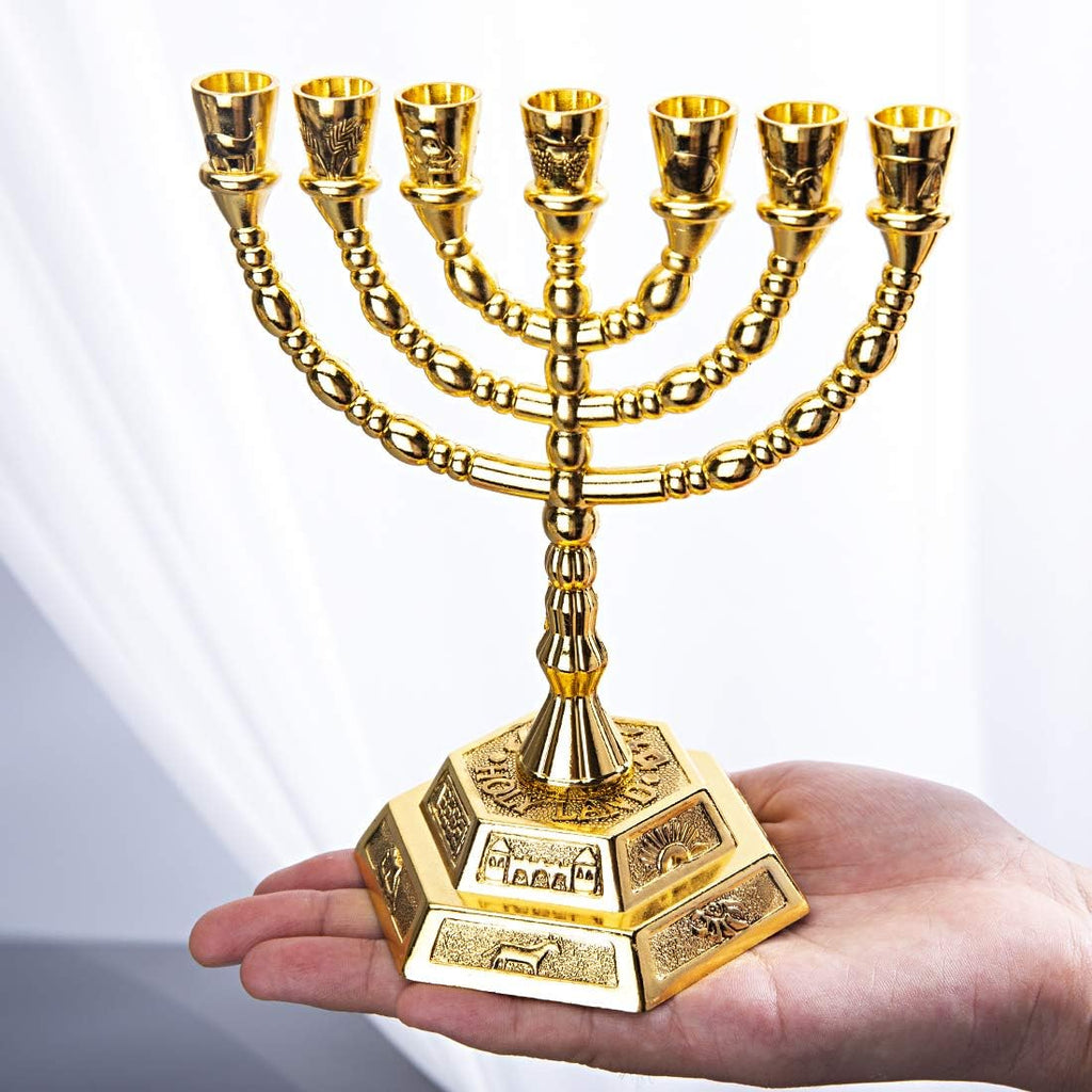 6" 7 Branch Candle Holder, Hanukkah Decoration