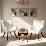 Modern Dining Room Chairs, Mid-Century Upholstered Kitchen Chairs with Back Support and Solid Wood Legs, Accent Chairs for Dining Room, Living Room or Restaurant, White