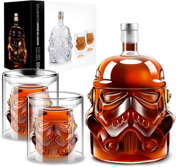 Whiskey Decanter Set, Whiskey Decanter with 2 Glasses, Decanter Set for Men Scotch Bourbon Vodka, Bosses Day Gifts