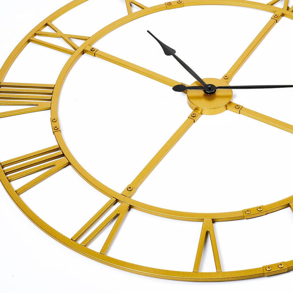 40 Inch Large Silent Wall Clock, Easy Assembly Roman Numeral Gold