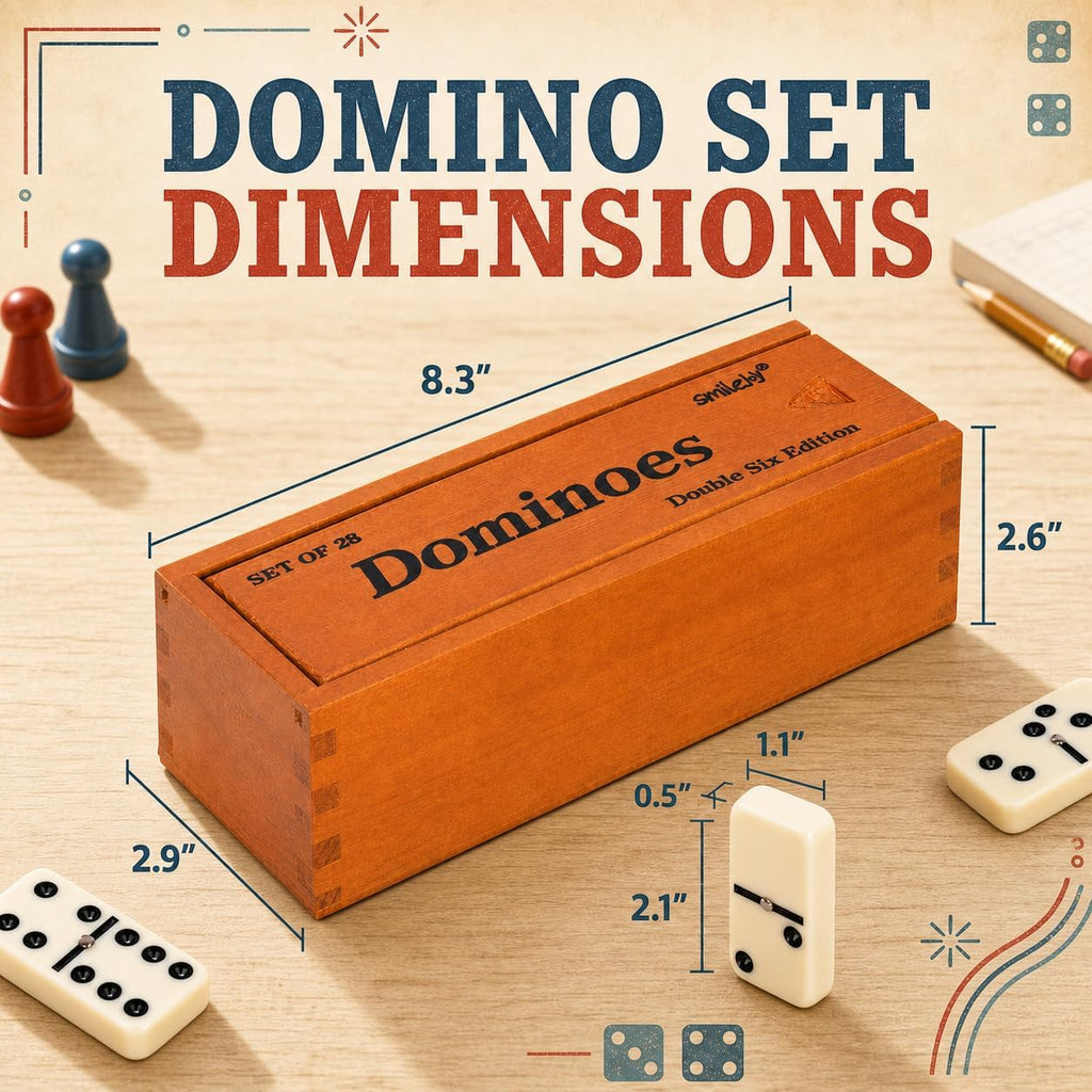 Jumbo Dominoes Set for Adults, Double 6 Domino with Wooden Box - Set of 28