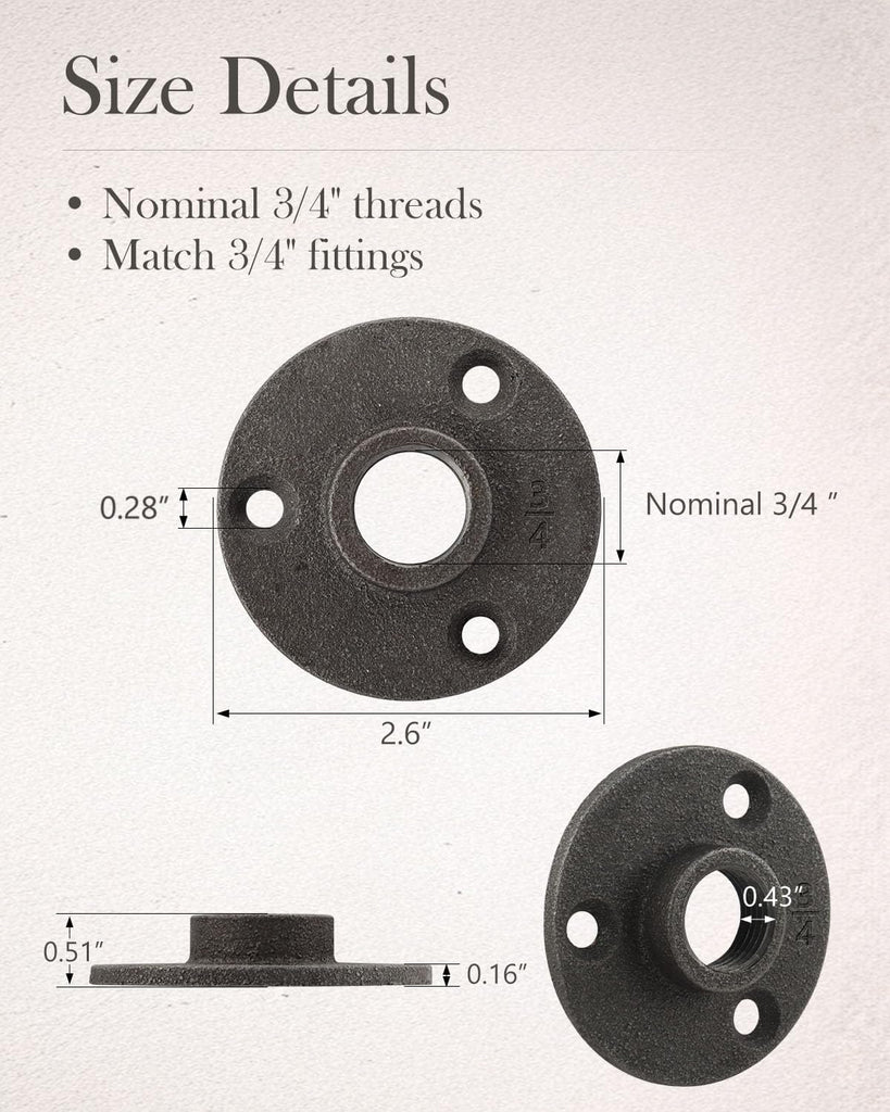 40 Pack 3/4 Inch Industrial Malleable Cast Iron Pipe Flange