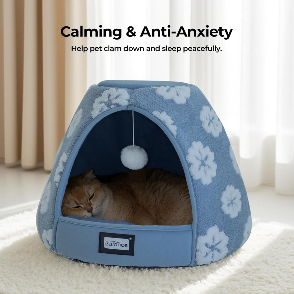 Cat Beds for Indoor Cats, 2-in-1 Cat Bed Cave with Anti-Slip Bottom and Ultra-Soft Plush