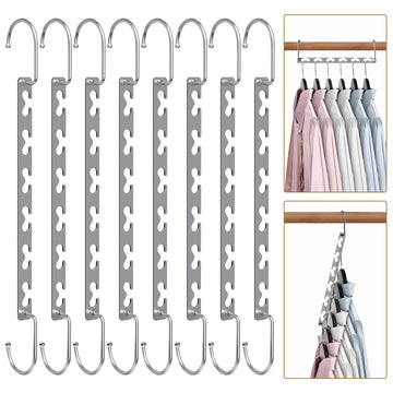 Space Saving Hangers for Clothes 8 Pack, Sturdy Metal Hangers Wardrobe Organizer, Magic Cascading Hanger, Closet