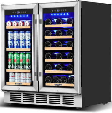 Wine and Beverage Refrigerator 30 Inch, Beverage Fridge Dual Zone with Upgraded 