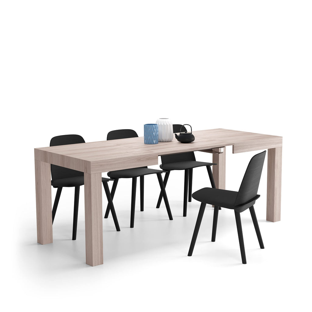 First Extendable Table, 47.2(78.7) x31.5 in, Pearled Elm, for 6-8 People, Expandable Dining Table, Italian Furniture
