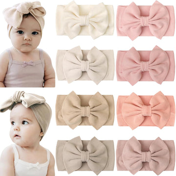 8 Colors Super Stretchy Soft Knot Baby Girl Headbands with Hair Bows Nylon Head Wrap For Newborn Baby Girls Infants